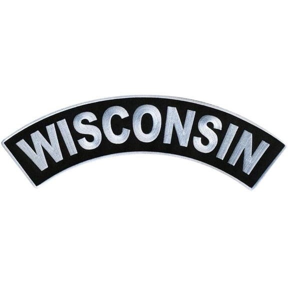 Hot Leathers Wisconsin 12 X 3 Top Rocker Patch PPM4097 12 Width x 3 Height Inches