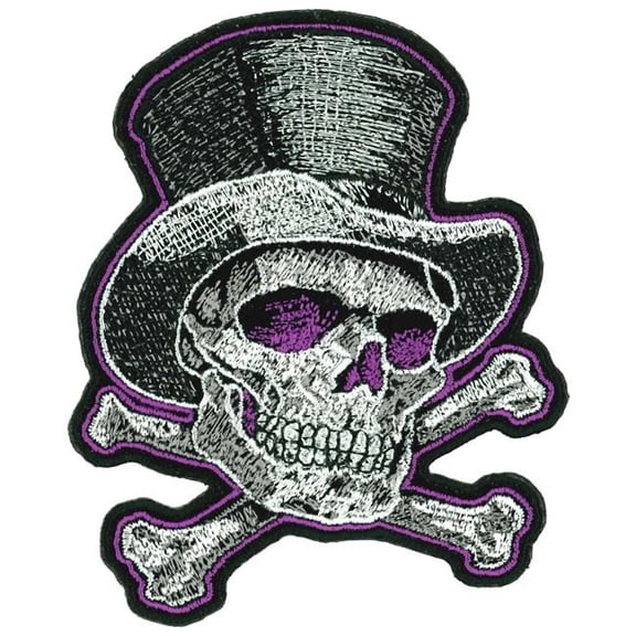 Hot Leathers PPQ1613 3.25 x 4 in. Top Hat X Bones Purp Patch - Multi Color