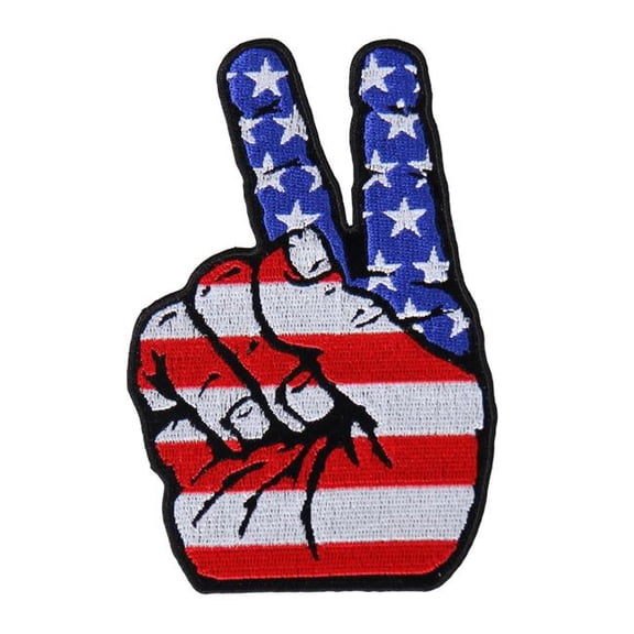 Hot Leathers 3.5 x 5 in. Patriotic Peace Sign Patch - Multi Color