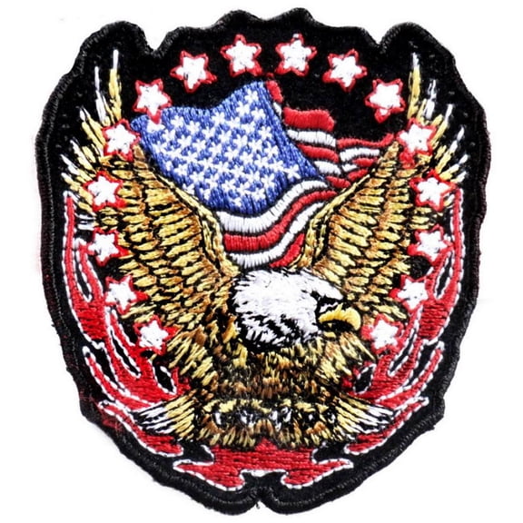 Hot Leathers PPA1422 Eagle Flag and Stars Patch 3" x 3" 3 Width x 3 Height Inches