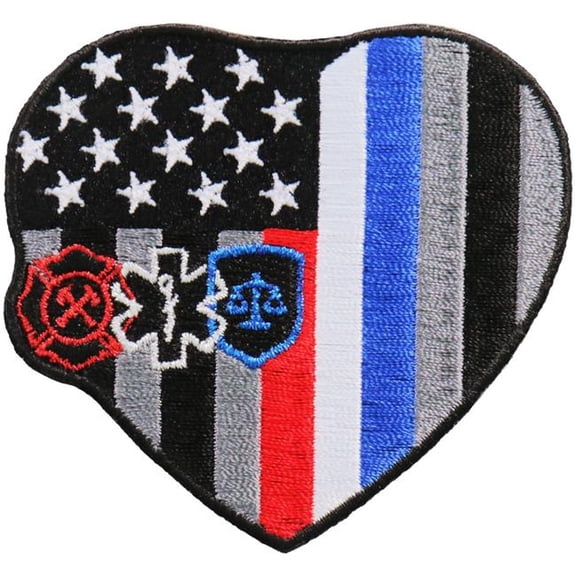 Hot Leathers 3 x 3 in. Heart Responders Patch - Multi Color