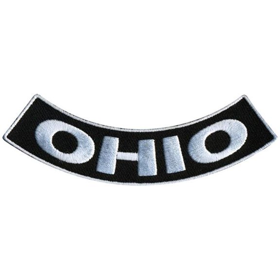 Hot Leathers 4 x 1 in. Ohio Bottom Rocker Patch - Black & White