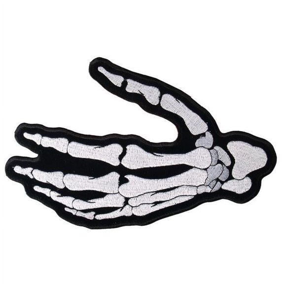 Hot Leathers  4 x 3 in. Skeleton Left Hand Patch - Multi Color