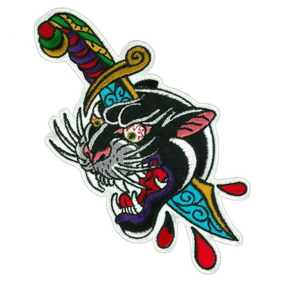 Hot Leathers 8" Panther Knife Tattoo Patch PPQ2178 4 Width x 8 Height Inches