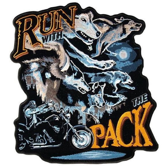 Hot Leathers  5 x 5 in. Run with the Pack Wolf Patch - Multi Color