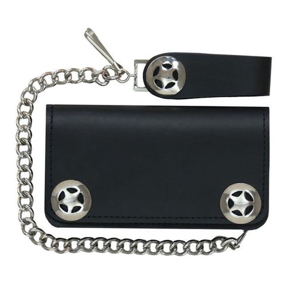 Hot Leathers 6 in. Western Star Bi-Fold Wallet - Black