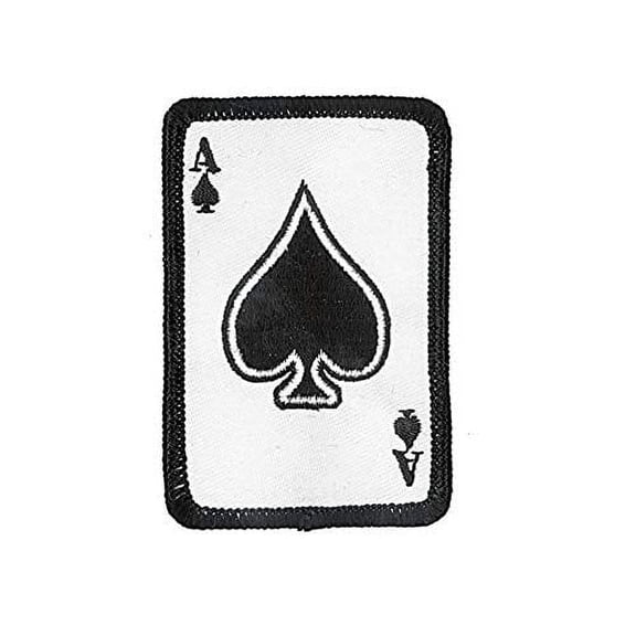 Hot Leathers, ACE OF SPADE, High Thread EMBROIDERED Iron-On / Saw-On Rayon PATCH - 2" x 3"