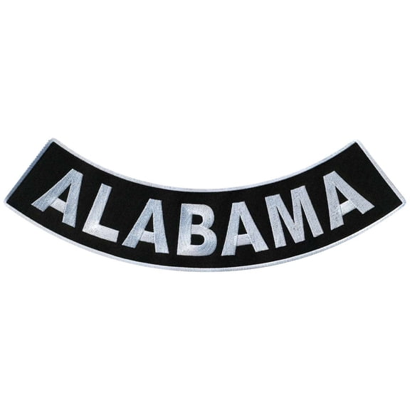 Hot Leathers PPM5001 12 x 3 in. Alabama Bottom Rocker Patch - Black & White