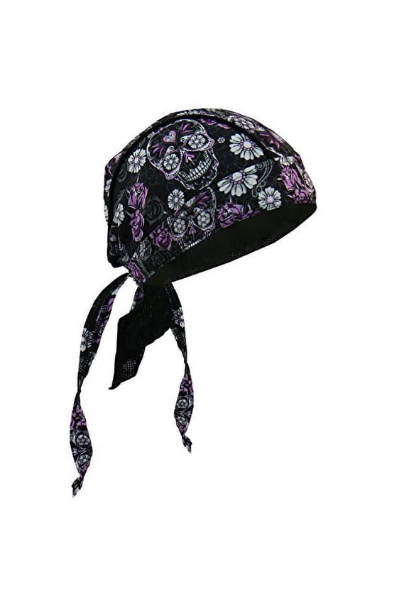 Hot Leathers Authentic Bikers Premium Headwraps, SUGAR SKULL - High Quality Micro-Fiber & Mesh Lining HEADWRAP