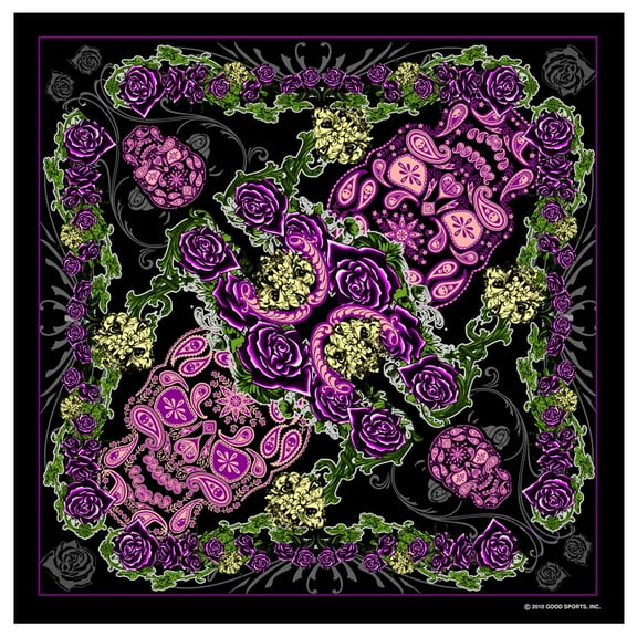 Hot Leathers BAB1048 Paisley Skull Bandana 21X21