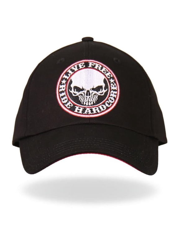 BCA1042 Live Free Ride Hardcore Skull Baseball Cap - Adjustable Size