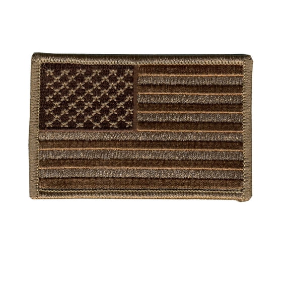 Hot Leathers, BROWN AMERICAN FLAG, Exceptional Quality Iron-On / Saw-On, Heat Sealed Backing Rayon PATCH - 3" x 2"