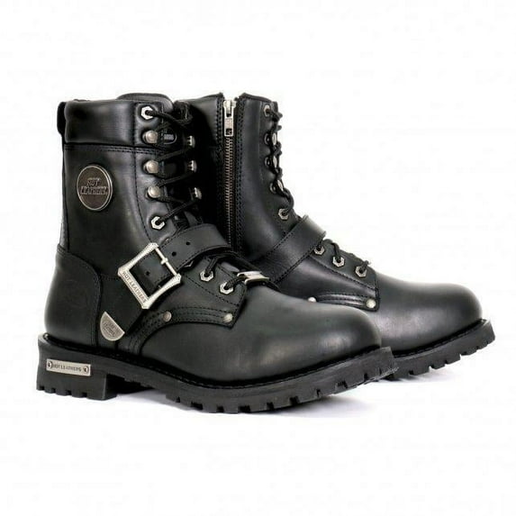 Hot Leathers BTM1006 Men's Black 8-inch Logger Leather Boots with Adjustable Buckle 15