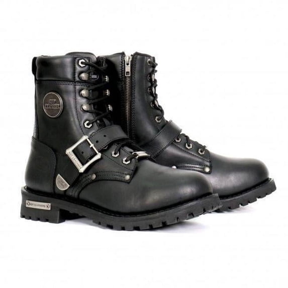 Hot Leathers BTM1006 Men's Black 8-inch Logger Leather Boots with Adjustable Buckle 7