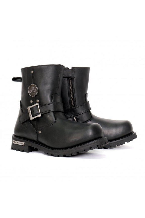 BTM1008 Men's Black 8-inch Round Toe Engineer Leather Boot with Lug Sole 15