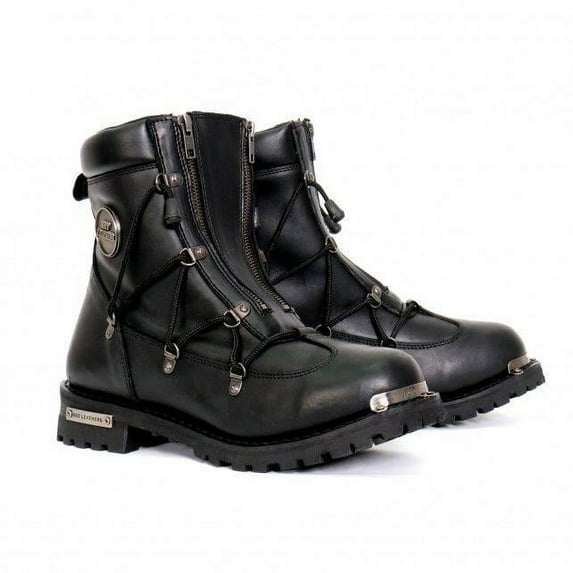 Hot Leathers BTM1009 Men's Wide Width Black 7-Inch Leather Lace Up Boots with Zipper Closure 13W