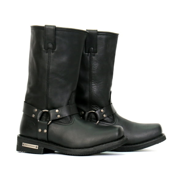 Hot Leathers BTM1016 Men's Classic Black 11-inch Harness Leather Boots 7.5