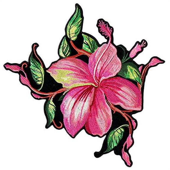 Hot Leathers Big Pink Hibiscus Flower Patch (Multicolor, 9" x 10")