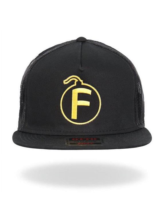 GSH2032 F Bomb Snapback Hat - Black & Yellow - Adjustable Size