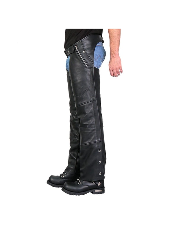 CHM1010 Men’s Black 4 Pocket Leather Chaps with Lining X-Large
