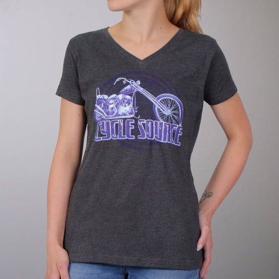Hot Leathers CSL1012 Official Cycle Source Ladies Chopper T-Shirt - Vintage Smoke - Small