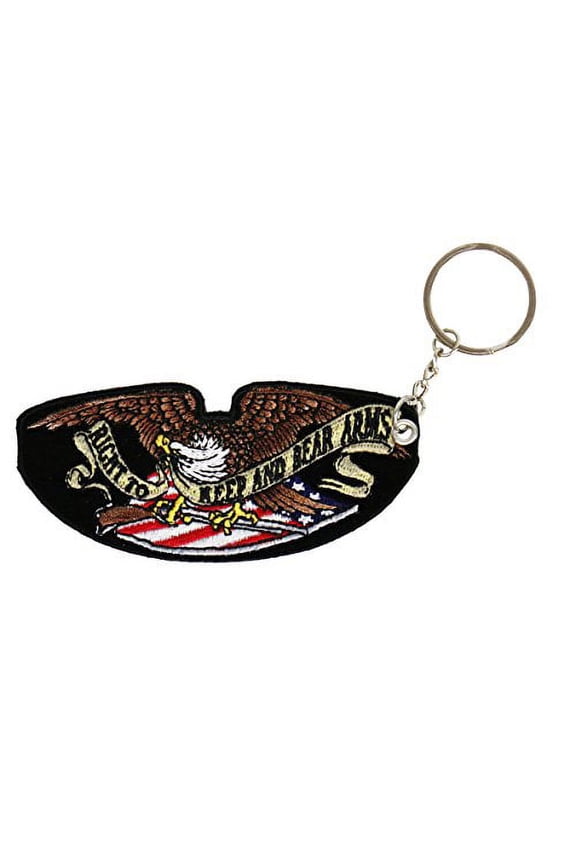 Hot Leathers Double Sided Key Chains, ARMED EAGLE - High Quality Embroidered PATCH KEYCHAIN - 4" x 2"