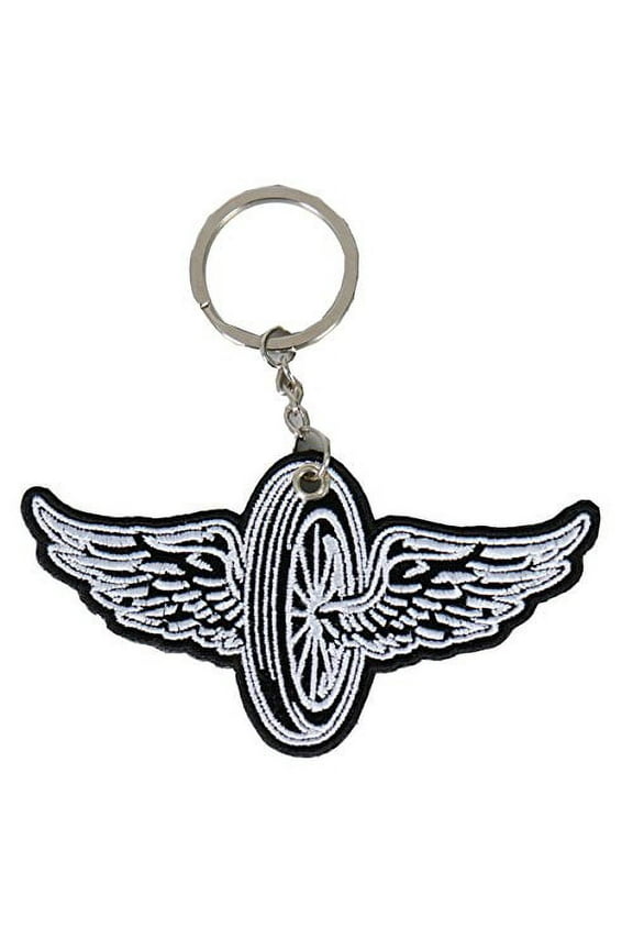 Hot Leathers Double Sided Key Chains, FLYING WHEEL - High Quality Embroidered PATCH KEYCHAIN - 4" x 2"