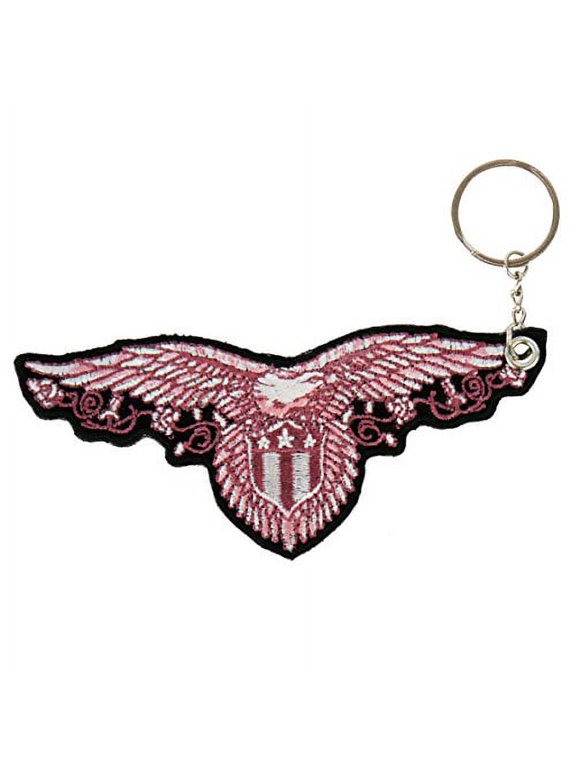 Hot Leathers Double Sided Key Chains, PINK EAGLE - High Quality Embroidered PATCH KEYCHAIN - 4" x 2"