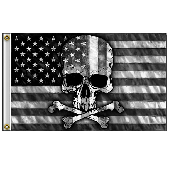 Hot Leathers FGA1073 Gray Skull Flag 3 Foot x 5 Foot 3X5
