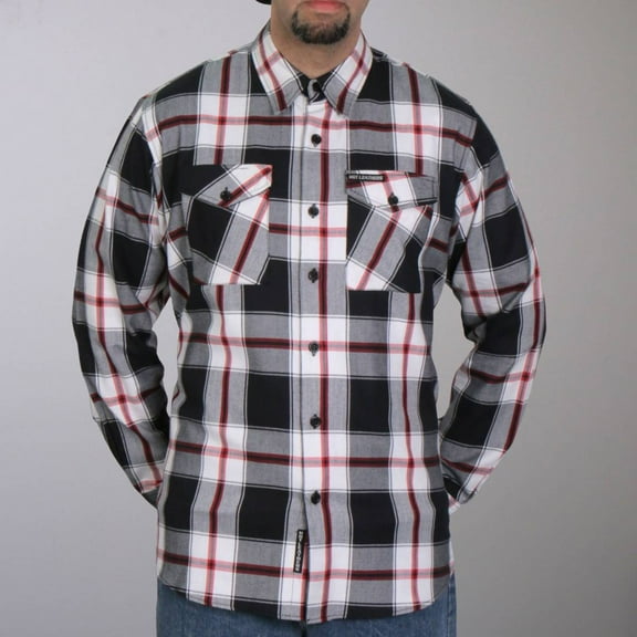 Hot Leathers FLM2003 Men's Black White and Red Long Sleeve Flannel Shirt Medium
