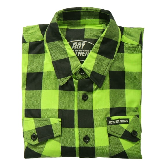 Hot Leathers FLM2005 Men's Black and Green Long Sleeve Flannel Shirt Large