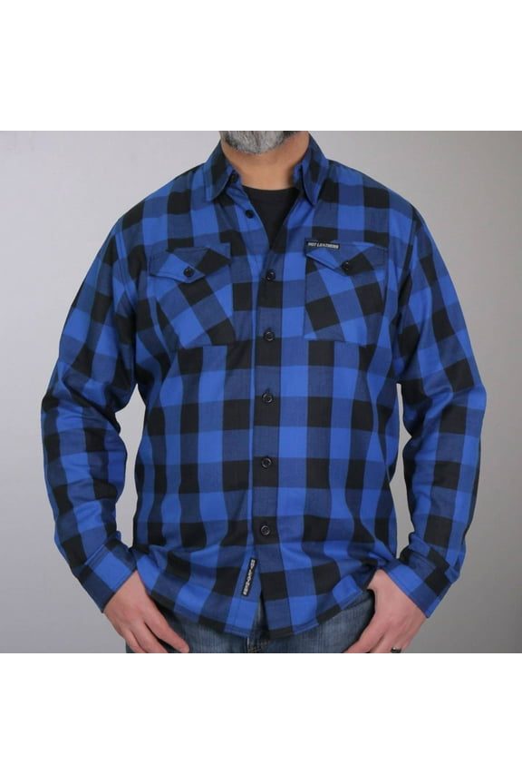 FLM2006 Men's Black and Blue Long Sleeve Flannel Shirt X-Large