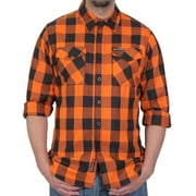 Hot Leathers FLM2007 Men's Orange and Black Long Sleeve Flannel Shirt Medium