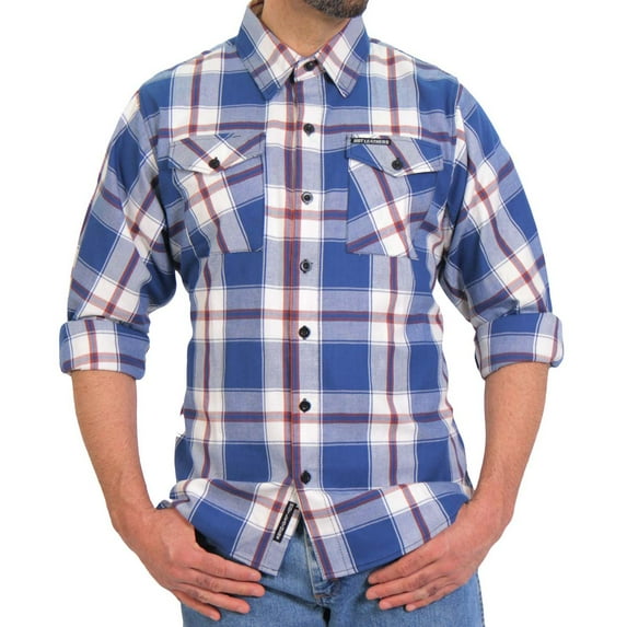 Hot Leathers FLM2025 Men's 'Blue, White and Red' Flannel Long Sleeve Shirt 2X-Large