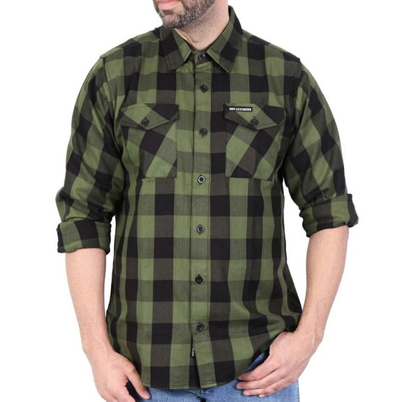Hot Leathers FLM2027 Men's OD Green and Black Long Sleeve Flannel Shirt 2X-Large