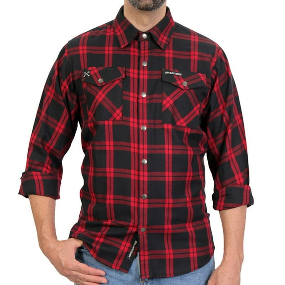 Hot Leathers FLM3001 Men's Red and Black Long Sleeve Flannel Shirt Large