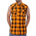 thumbnail image 1 of Hot Leathers FLM5003 Men’s Black and Orange Sleeveless Cotton Flannel Shirt 3X-Large, 1 of 2