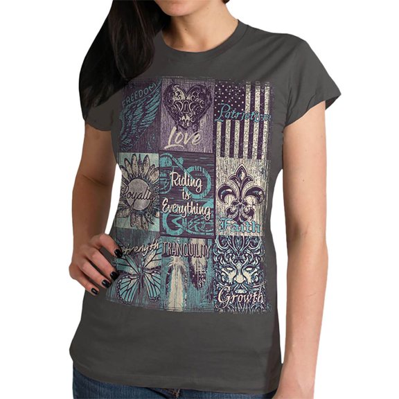 Hot Leathers GLR1521 Ladies Riding Is Everything Charcoal T-Shirt Large