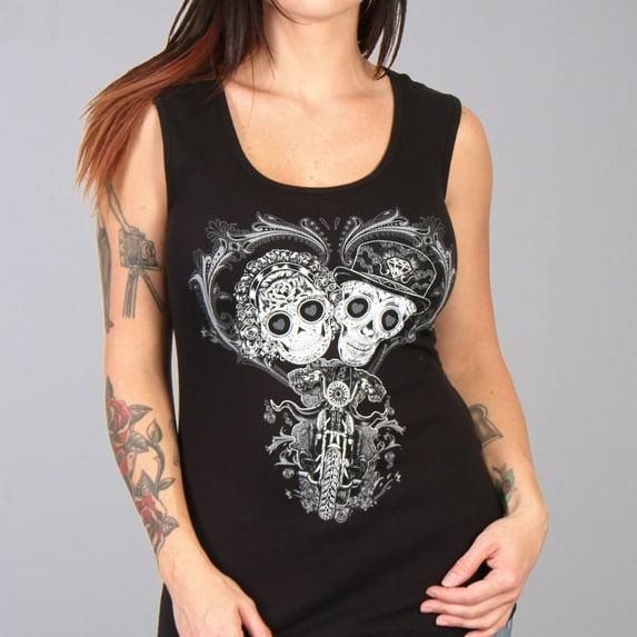 Hot Leathers GLR2408 'Sugar Couple' Full Cut Black Tank Top Shirt Small