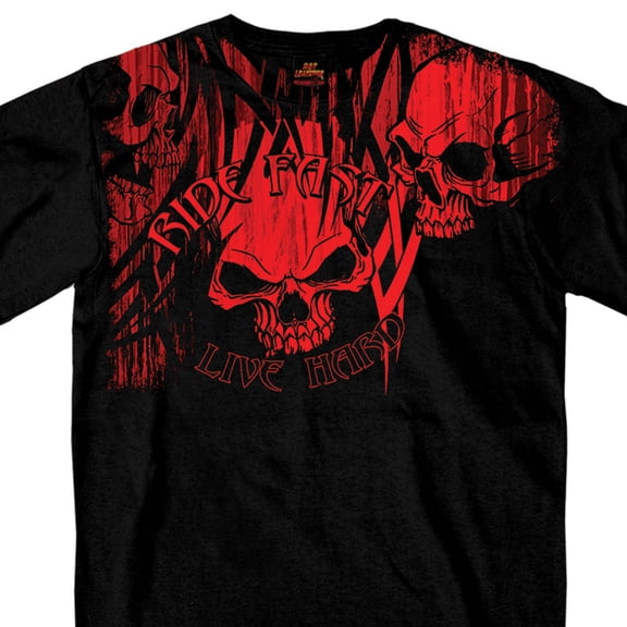 Hot Leathers GMD1129 'Over the Top, Ride Fast- Live Hard' Black T-Shirt X-Large