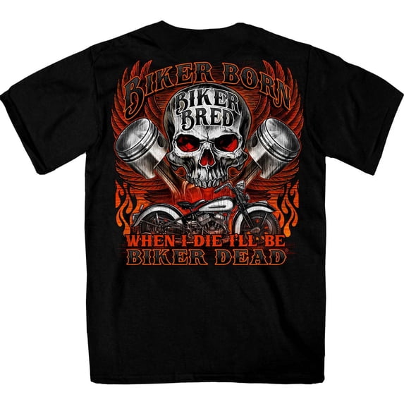 Hot Leathers GMD1535 Men's Black Skull and Pistons T-Shirt Medium
