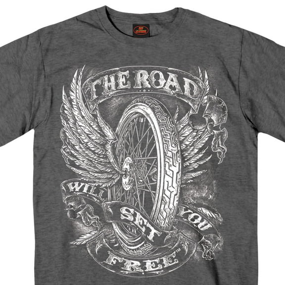 Hot Leathers GMS1325 Men’s ‘Flying Wheel’ Charcoal Heather T-Shirt Medium