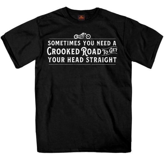 Hot Leathers GMS1438 Men’s ‘Crooked Road‘ Short Sleeve Black T-Shirt Large
