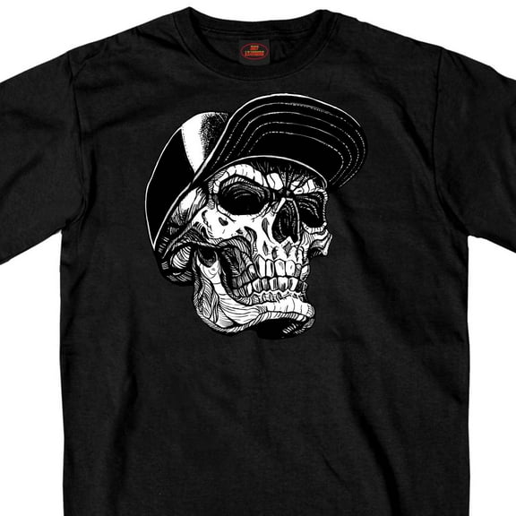 Hot Leathers GMS1465 Men's Black 'Snapback Skull' T-Shirt X-Large