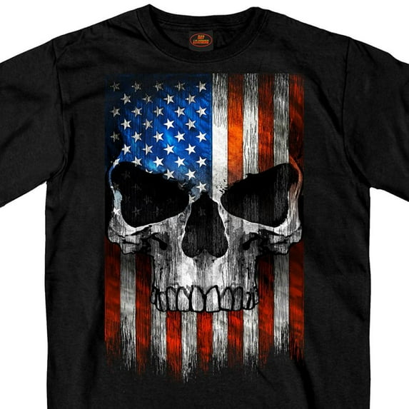 Hot Leathers GMS1483 Men's Short Sleeve Patriotic Skull Black T-Shirt Large