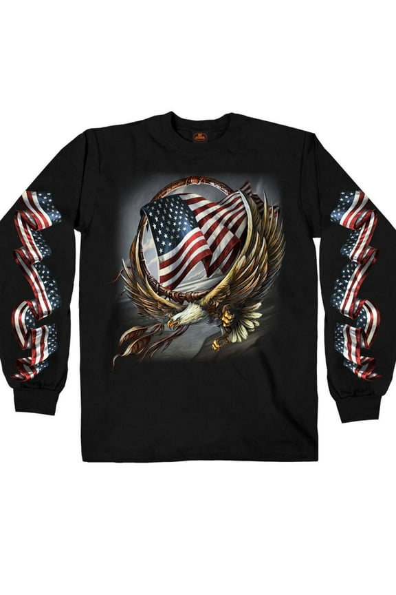 GMS2427 Men’s ‘Hoop Eagle’ Long Sleeve Black T-Shirt Medium