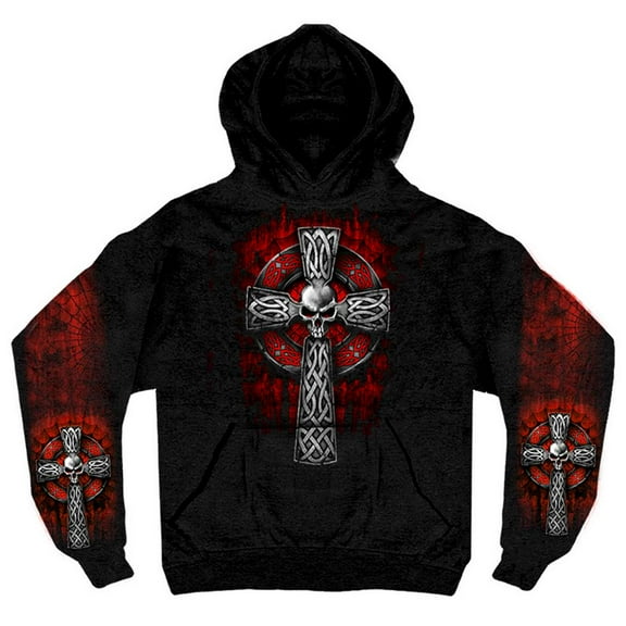 Hot Leathers GMS4022 Men’s ‘Celtic Cross Pocket’ Black Hoodie 2X-Large