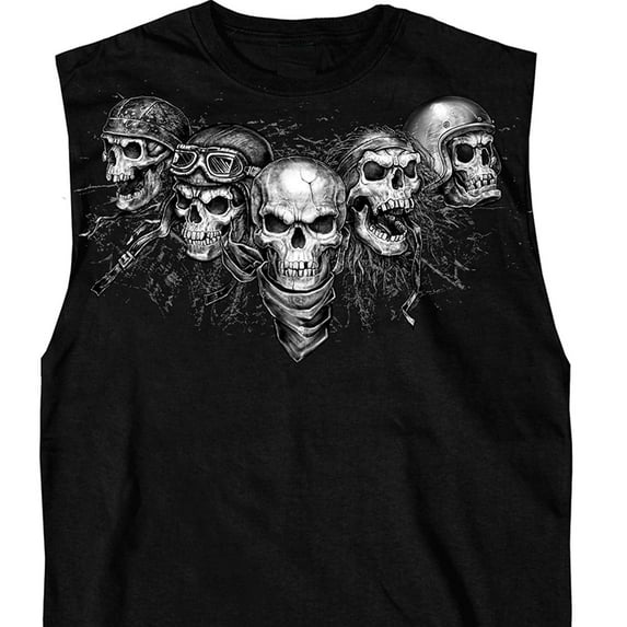 Hot Leathers GMT3423 Men’s Five Skull Sleeveless Shooter Black Tank Top Shirt 2X-Large