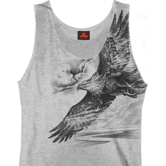 Hot Leathers GMT3428 Men’s ‘Pencil Eagle’ Ash Color Tank Shirt Large