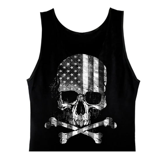 Hot Leathers GMT3429 Men’s ‘Flag Skull’ Black Tank Top Shirt X-Large